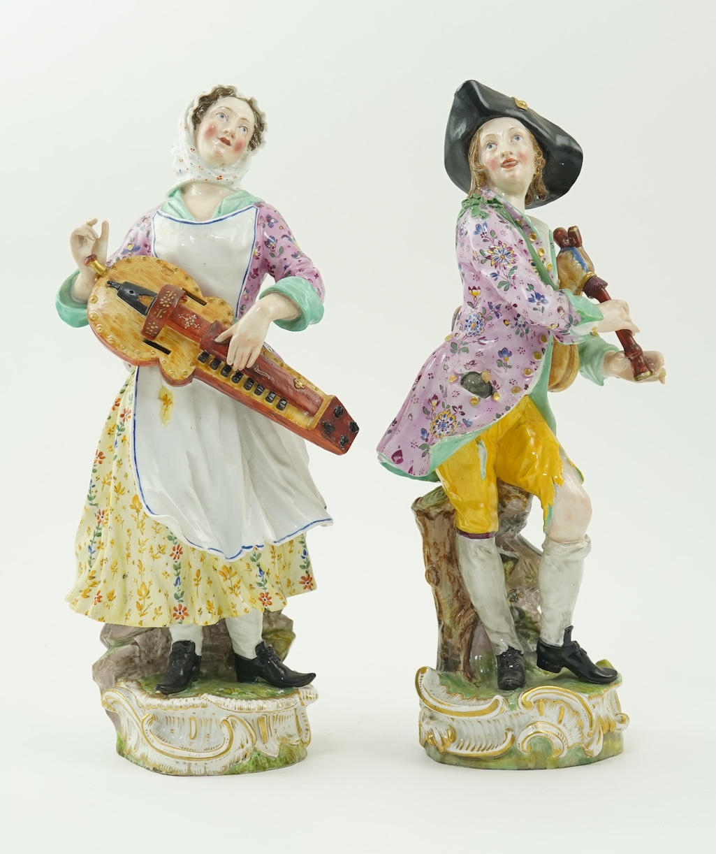 A pair of large Meissen figures of musicians, 19th century